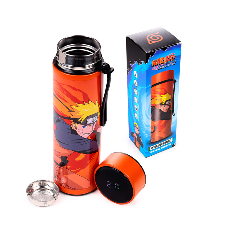 Naruto Anime Isolierflasche mit Digital-Thermometer 450ml | Offiziell Lizenziert
