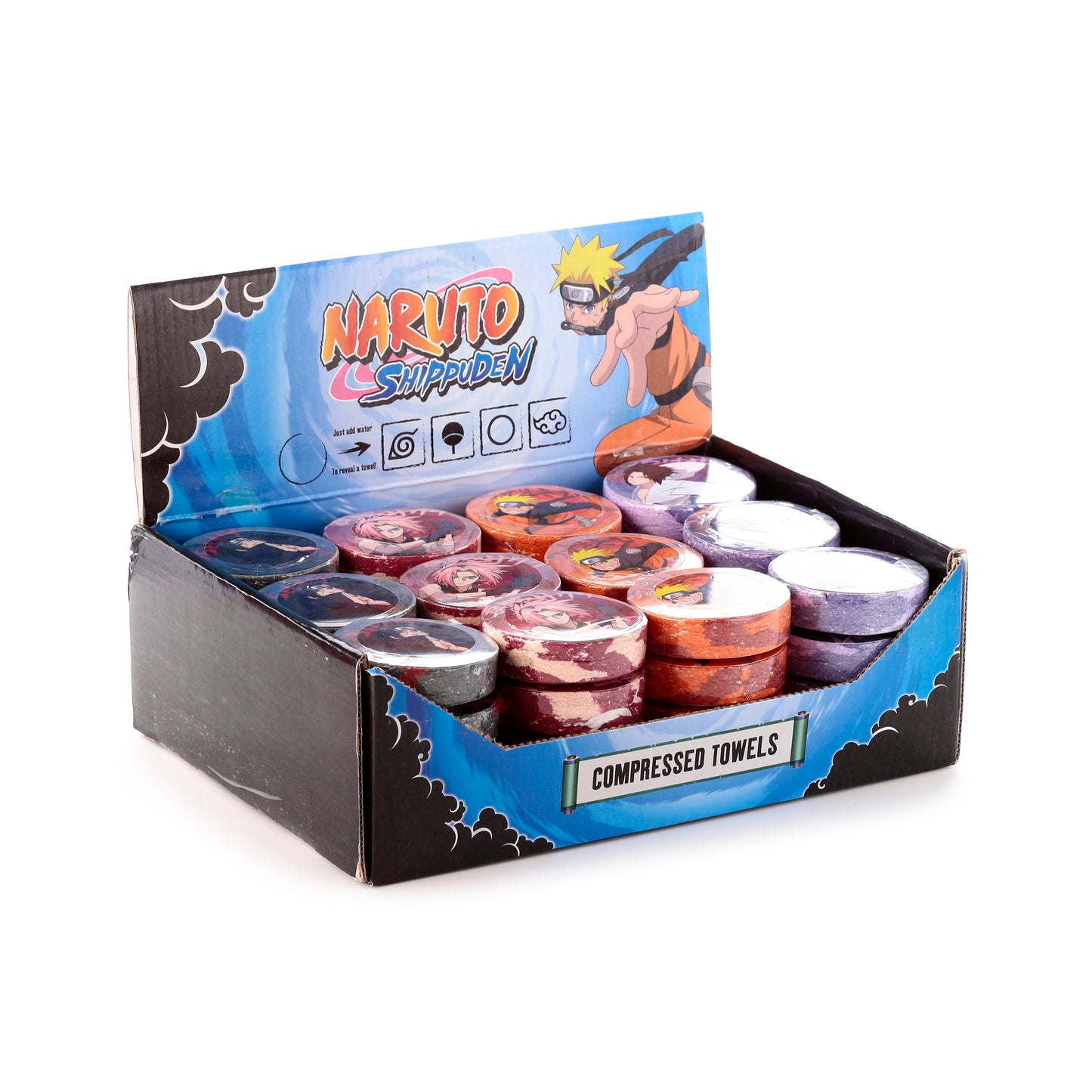 Naruto Anime Komprimiertes Reisehandtuch & Waschlappen 4er Set | Offiziell Lizenziert