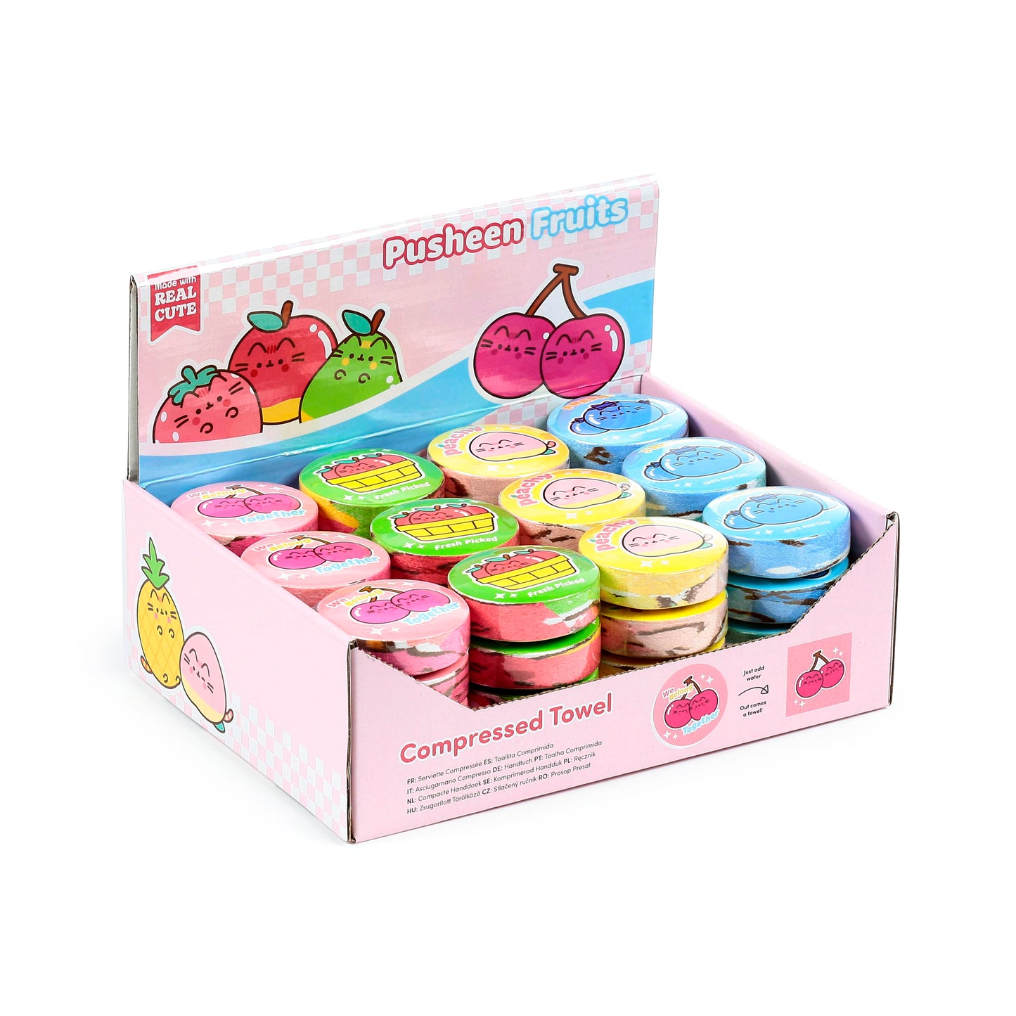 Pusheen the Cat Katze Obst Komprimiertes Reisehandtuch 4er Set | Offiziell Lizenziert