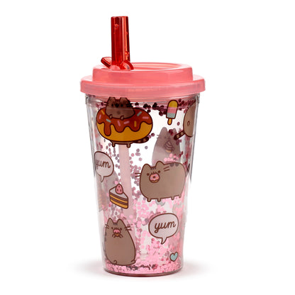 Pusheen the Cat Katze Foodie Becher mit Deckel & Flip-Strohhalm 500ml | Offiziell Lizenziert
