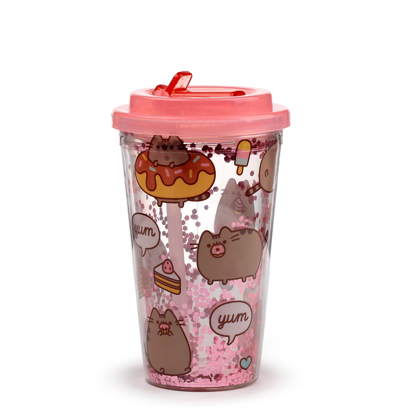 Pusheen the Cat Katze Foodie Becher mit Deckel & Flip-Strohhalm 500ml | Offiziell Lizenziert