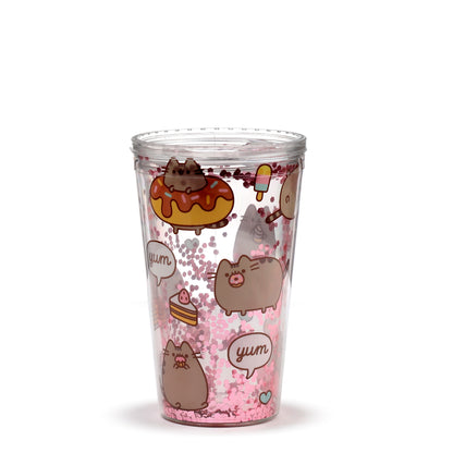 Pusheen the Cat Katze Foodie Becher mit Deckel & Flip-Strohhalm 500ml | Offiziell Lizenziert