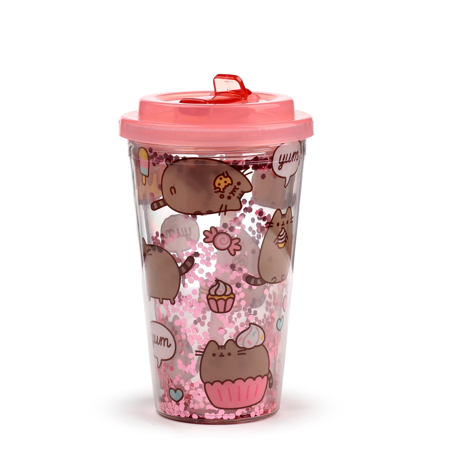 Pusheen the Cat Katze Foodie Becher mit Deckel & Flip-Strohhalm 500ml | Offiziell Lizenziert
