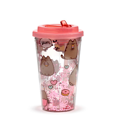 Pusheen the Cat Katze Foodie Becher mit Deckel & Flip-Strohhalm 500ml | Offiziell Lizenziert