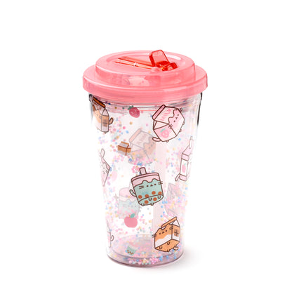 Pusheen the Cat Katze Sips Becher mit Deckel & Flip-Strohhalm 500ml | Offiziell Lizenziert