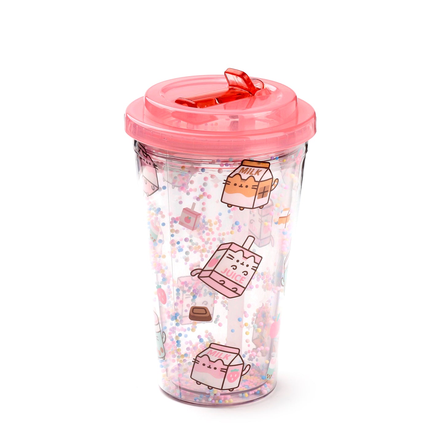 Pusheen the Cat Katze Sips Becher mit Deckel & Flip-Strohhalm 500ml | Offiziell Lizenziert