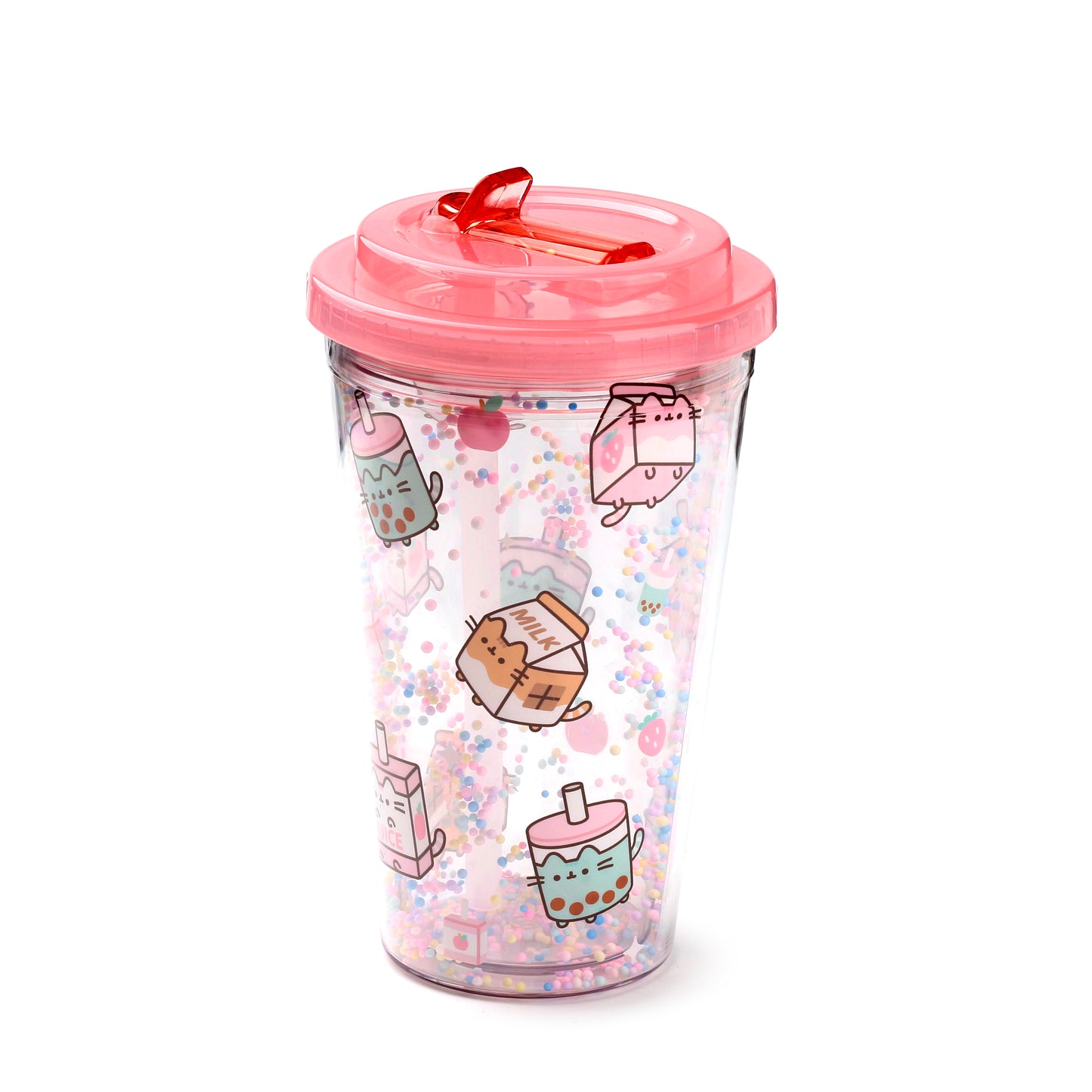 Pusheen the Cat Katze Sips Becher mit Deckel & Flip-Strohhalm 500ml | Offiziell Lizenziert