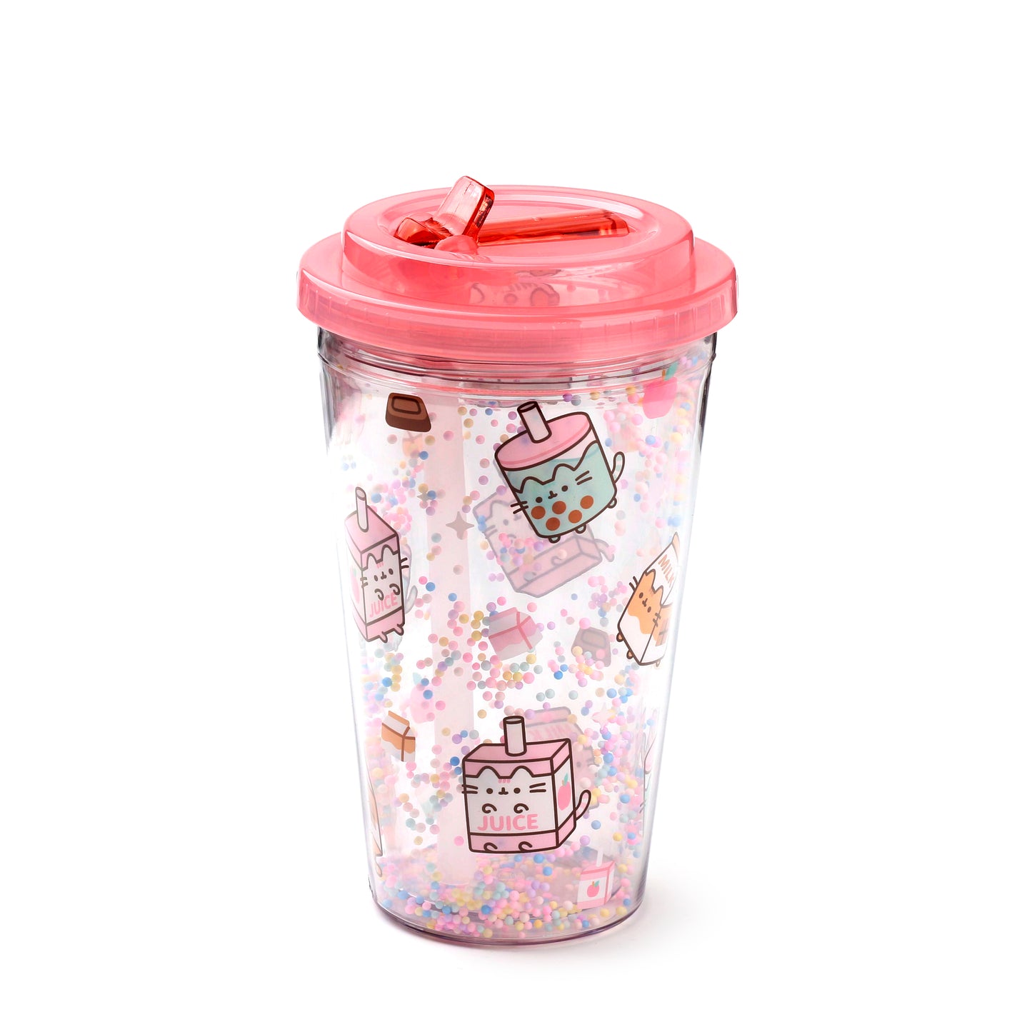 Pusheen the Cat Katze Sips Becher mit Deckel & Flip-Strohhalm 500ml | Offiziell Lizenziert
