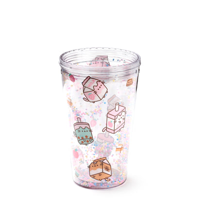 Pusheen the Cat Katze Sips Becher mit Deckel & Flip-Strohhalm 500ml | Offiziell Lizenziert