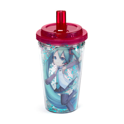 Hatsune Miku Anime Becher mit Deckel & Flip-Strohhalm 500ml | Offiziell Lizenziert