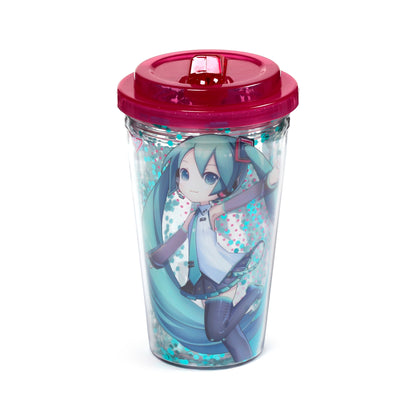 Hatsune Miku Anime Becher mit Deckel & Flip-Strohhalm 500ml | Offiziell Lizenziert