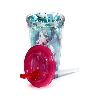 Hatsune Miku Anime Becher mit Deckel & Flip-Strohhalm 500ml | Offiziell Lizenziert