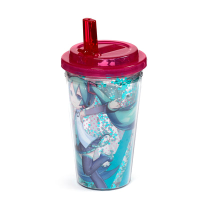 Hatsune Miku Anime Becher mit Deckel & Flip-Strohhalm 500ml | Offiziell Lizenziert