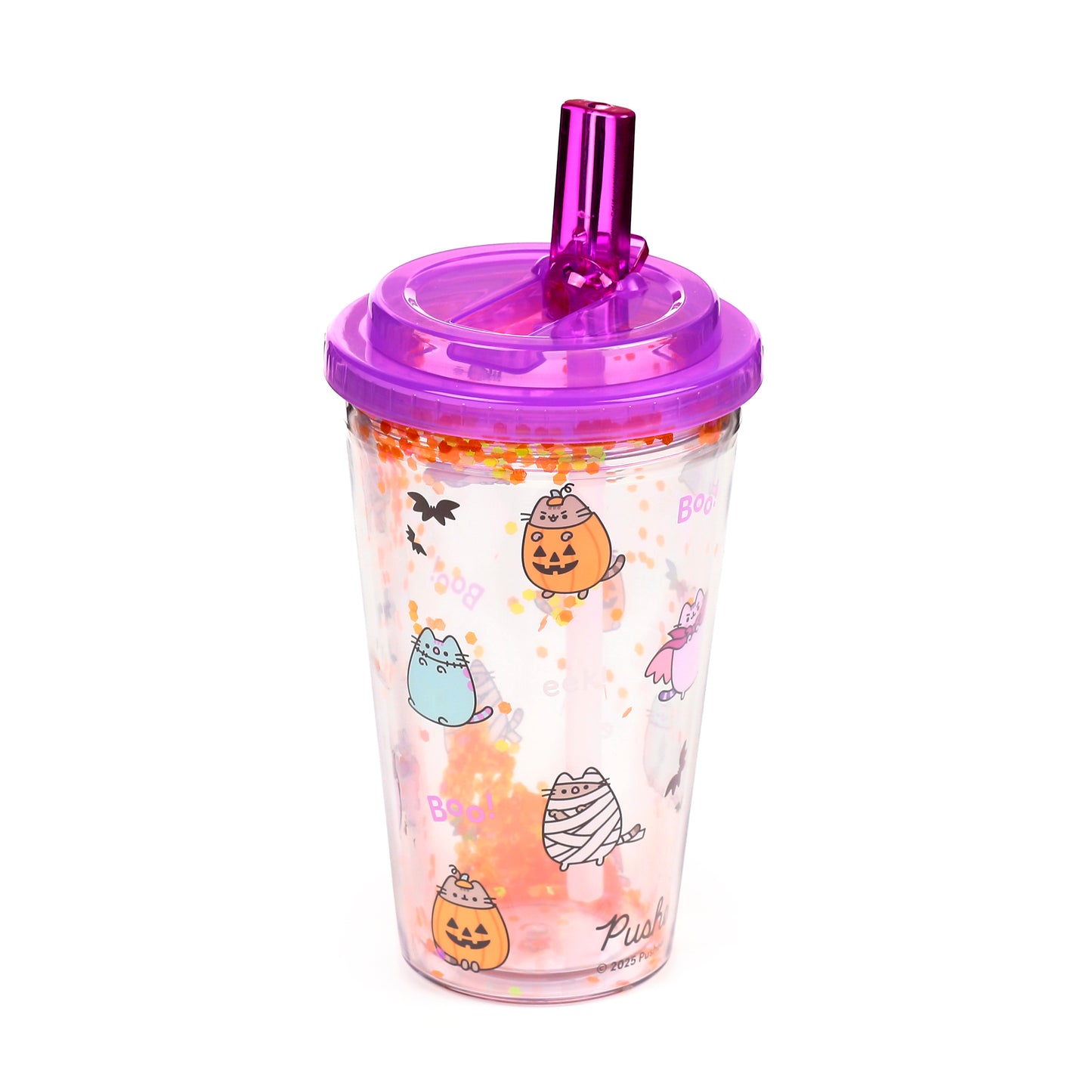 Pusheen the Cat Katze Halloween Becher mit Deckel & Flip-Strohhalm 500ml | Offiziell Lizenziert