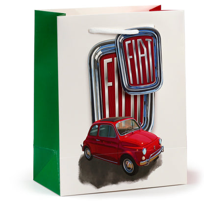 Fiat 500 Retro Rot & Weiß 2er Set Geschenktüte (M) | Offiziell Lizenziert