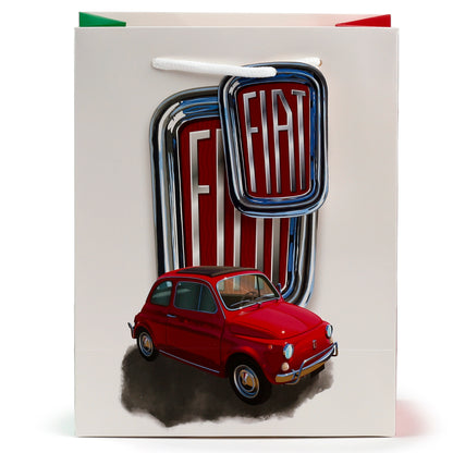 Fiat 500 Retro Rot & Weiß 2er Set Geschenktüte (M) | Offiziell Lizenziert