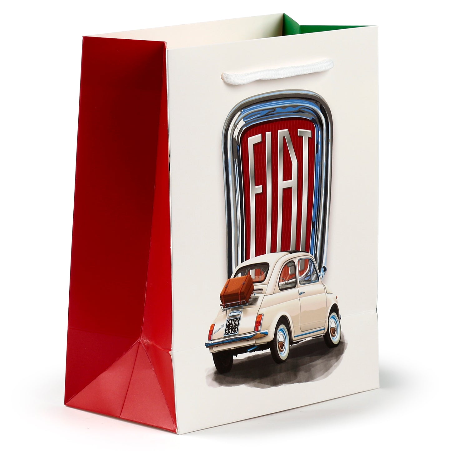 Fiat 500 Retro Rot & Weiß 2er Set Geschenktüte (M) | Offiziell Lizenziert