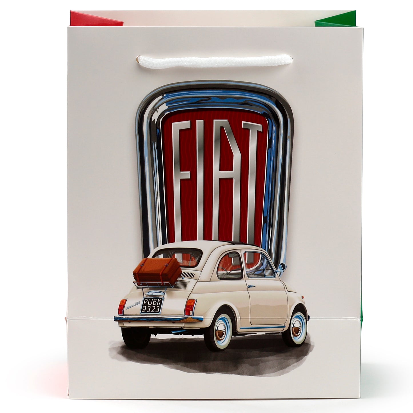 Fiat 500 Retro Rot & Weiß 2er Set Geschenktüte (M) | Offiziell Lizenziert