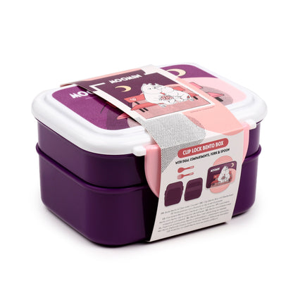 Moomin Mumin Stapelbare Bento-Lunchbox mit Besteck & Clipverschluss | Offiziell Lizenziert