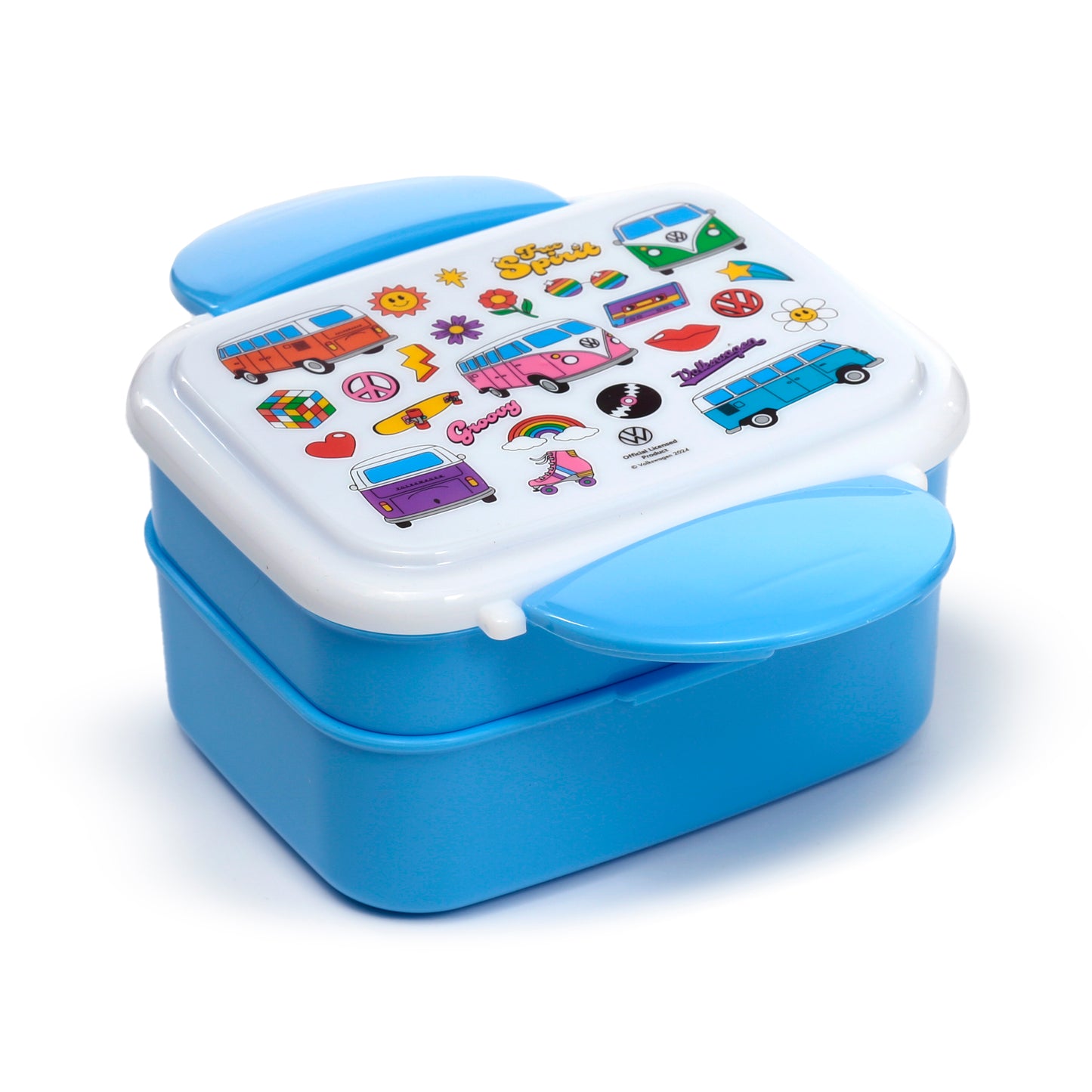 Volkswagen VW T1 Bus Retro Stapelbare Lunchbox mit Besteck & Clipverschluss | Offiziell Lizenziert