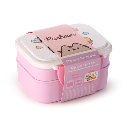 Pusheen the Cat Katze Core Stapelbare Lunchbox mit Besteck & Clipverschluss | Offiziell Lizenziert