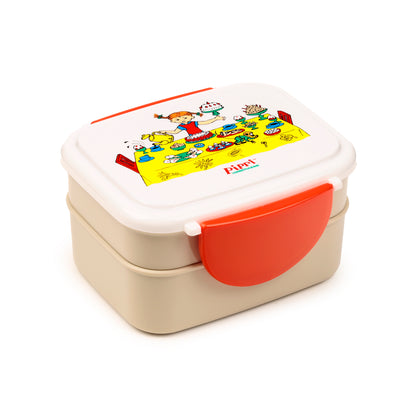 Pippi Langstrumpf Bento-Lunchbox mit Besteck & Clipverschluss | Offiziell Lizenziert