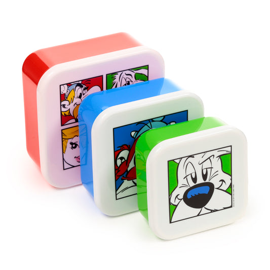 Asterix, Obelix, Idefix (Dogmatix) 2025 Lunchboxen Brotdosen 3er-Set M/L/XL | Offiziell Lizenziert