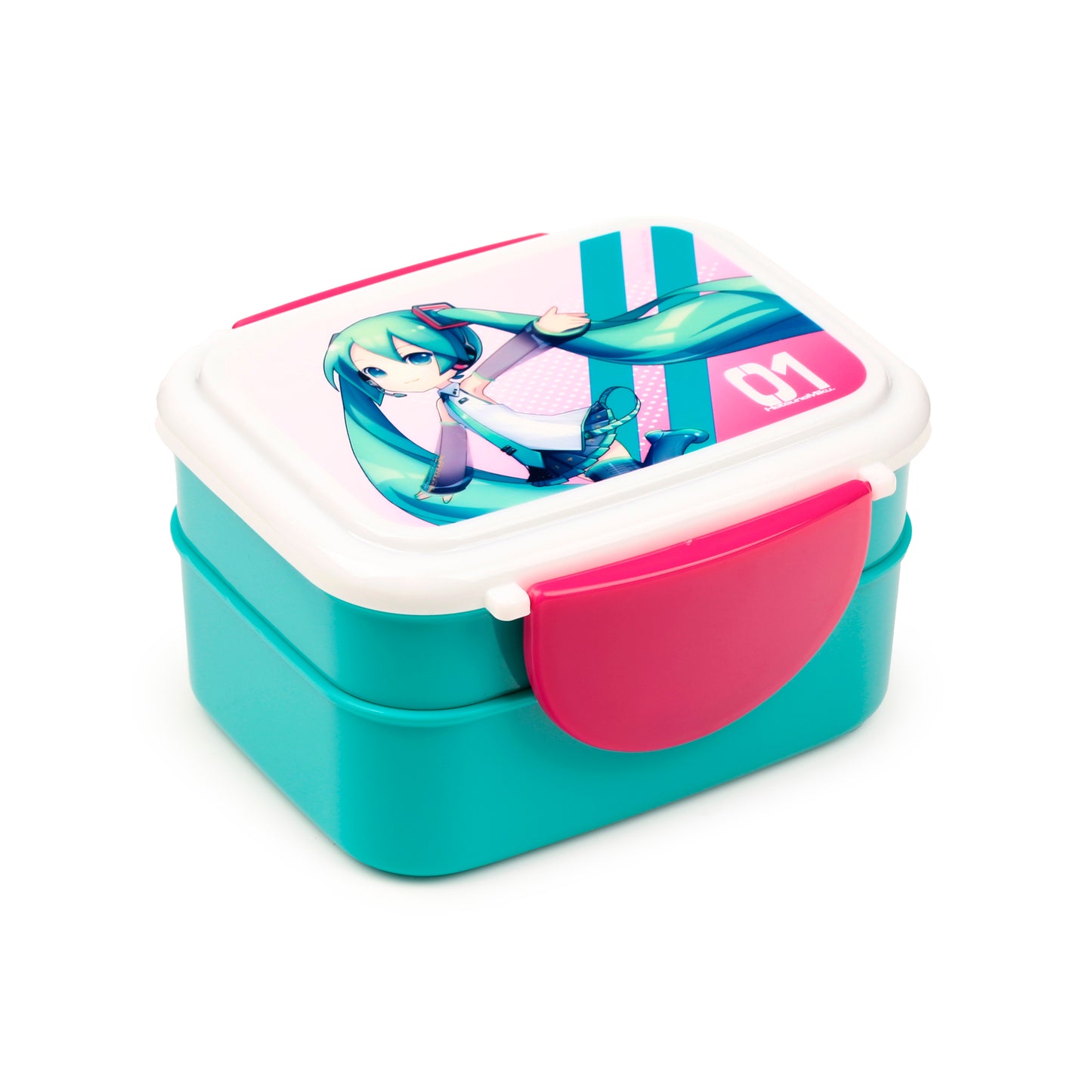 Hatsune Miku Anime Stapelbare Bento-Lunchbox mit Besteck & Clipverschluss | Offiziell Lizenziert