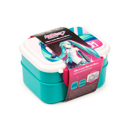Hatsune Miku Anime Stapelbare Bento-Lunchbox mit Besteck & Clipverschluss | Offiziell Lizenziert