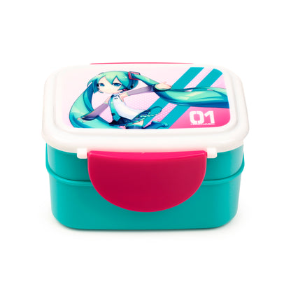 Hatsune Miku Anime Stapelbare Bento-Lunchbox mit Besteck & Clipverschluss | Offiziell Lizenziert