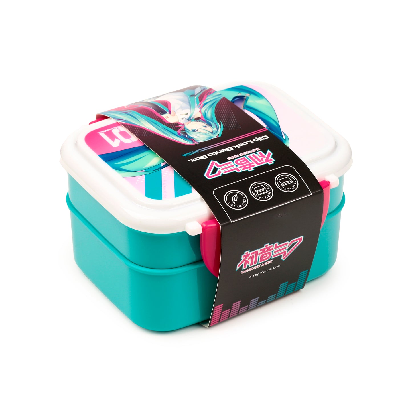 Hatsune Miku Anime Stapelbare Bento-Lunchbox mit Besteck & Clipverschluss | Offiziell Lizenziert
