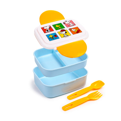 Peanuts Snoopy & Woodstock Bento-Lunchbox mit Besteck & Clipverschluss | Offiziell Lizenziert
