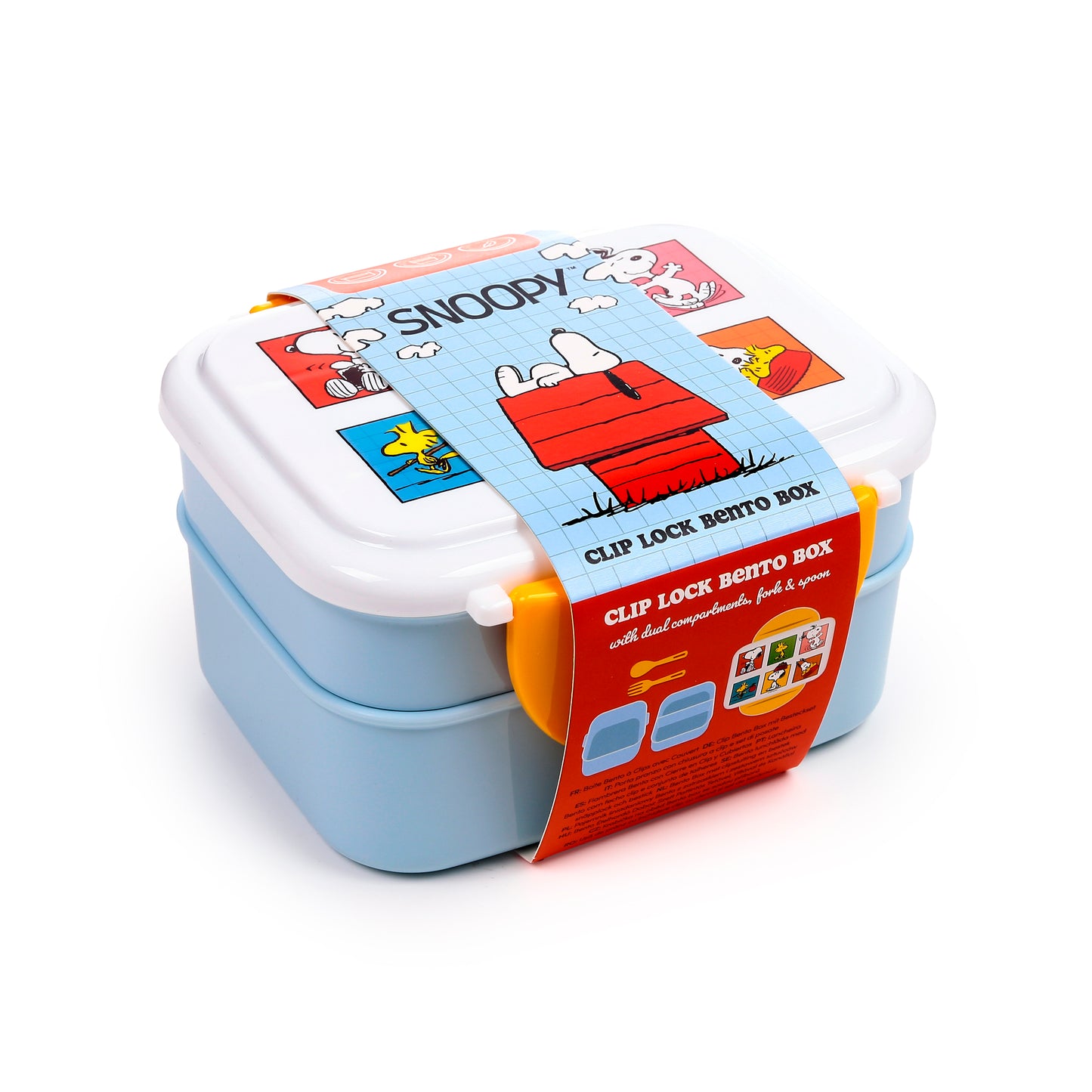 Peanuts Snoopy & Woodstock Bento-Lunchbox mit Besteck & Clipverschluss | Offiziell Lizenziert