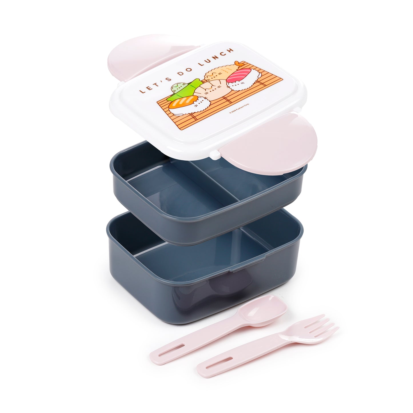Pusheen the Cat Katze Sushi-Club Stapelbare Bento-Lunchbox mit Besteck & Clipverschluss | Offiziell Lizenziert
