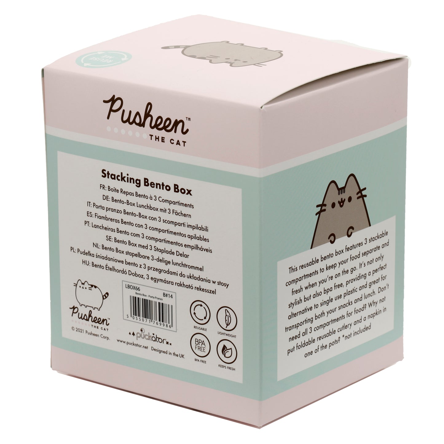 Pusheen the Cat Katze Runde Stapelbare Bento-Lunchbox mit 3 Fächern | Offiziell Lizenziert