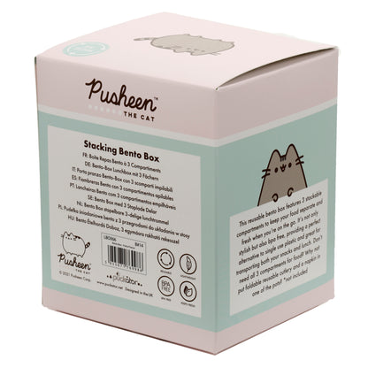 Pusheen the Cat Katze Runde Stapelbare Bento-Lunchbox mit 3 Fächern | Offiziell Lizenziert