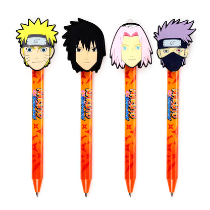 Inkredible Naruto Anime Radierbarer Kugelschreiber mit PVC-Topper 4er Set | Offiziell Lizenziert