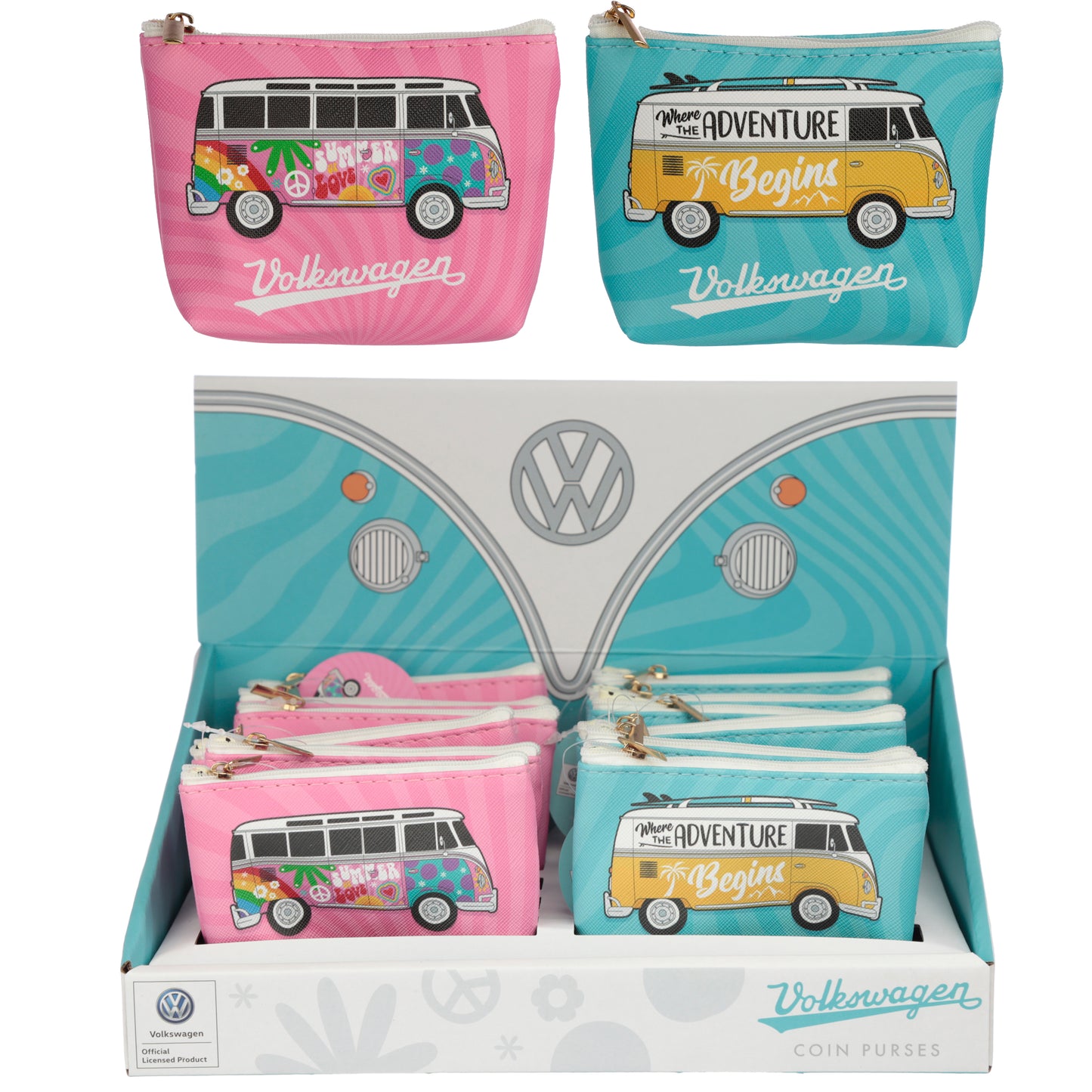 Volkswagen VW T1 Bus Bulli Surfing PVC-Portemonnaie | Offiziell Lizenziert