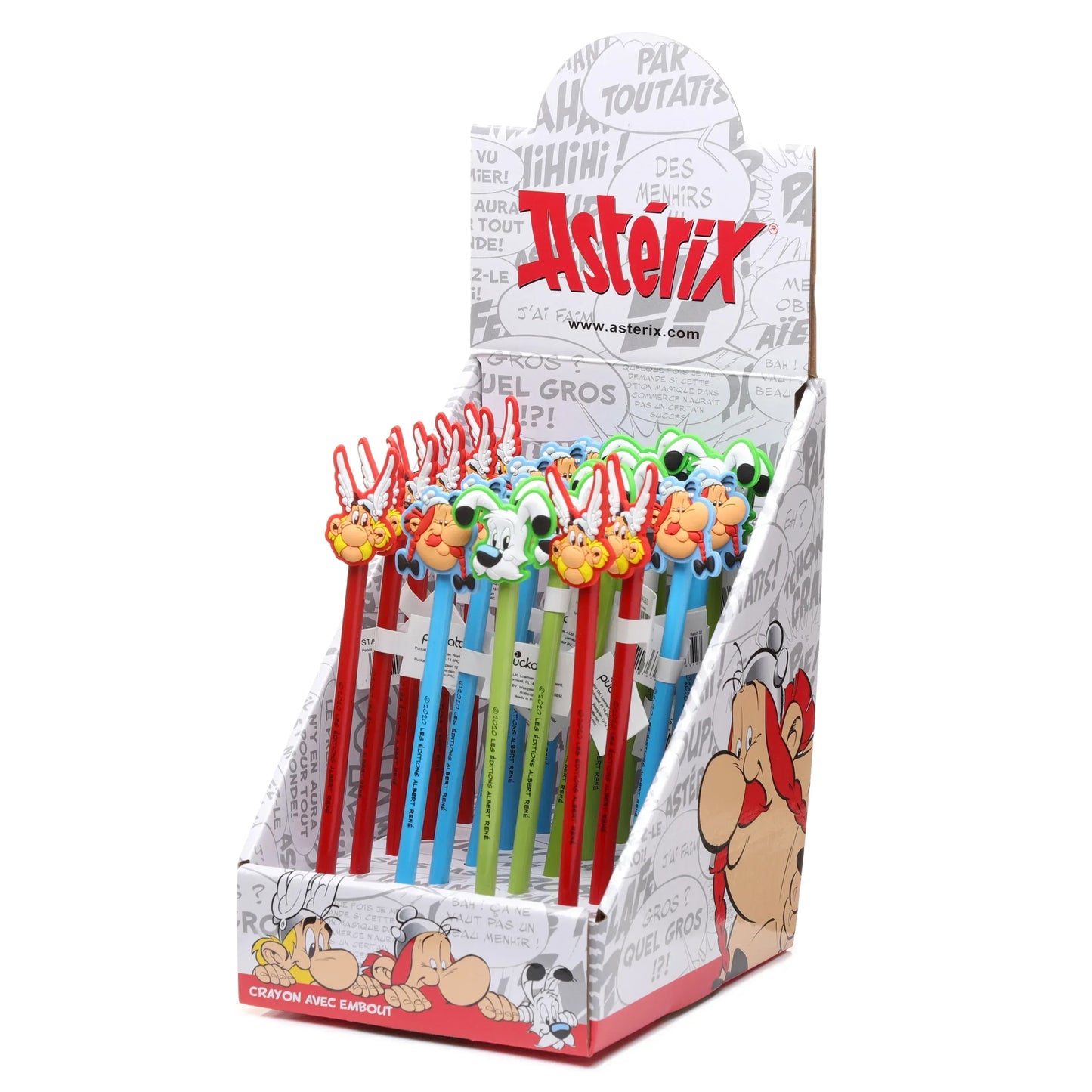 3er Set Asterix, Obelix & Idefix Bleistifte mit PVC-Topper (offiziell lizenziert) - SpielwarenPlace