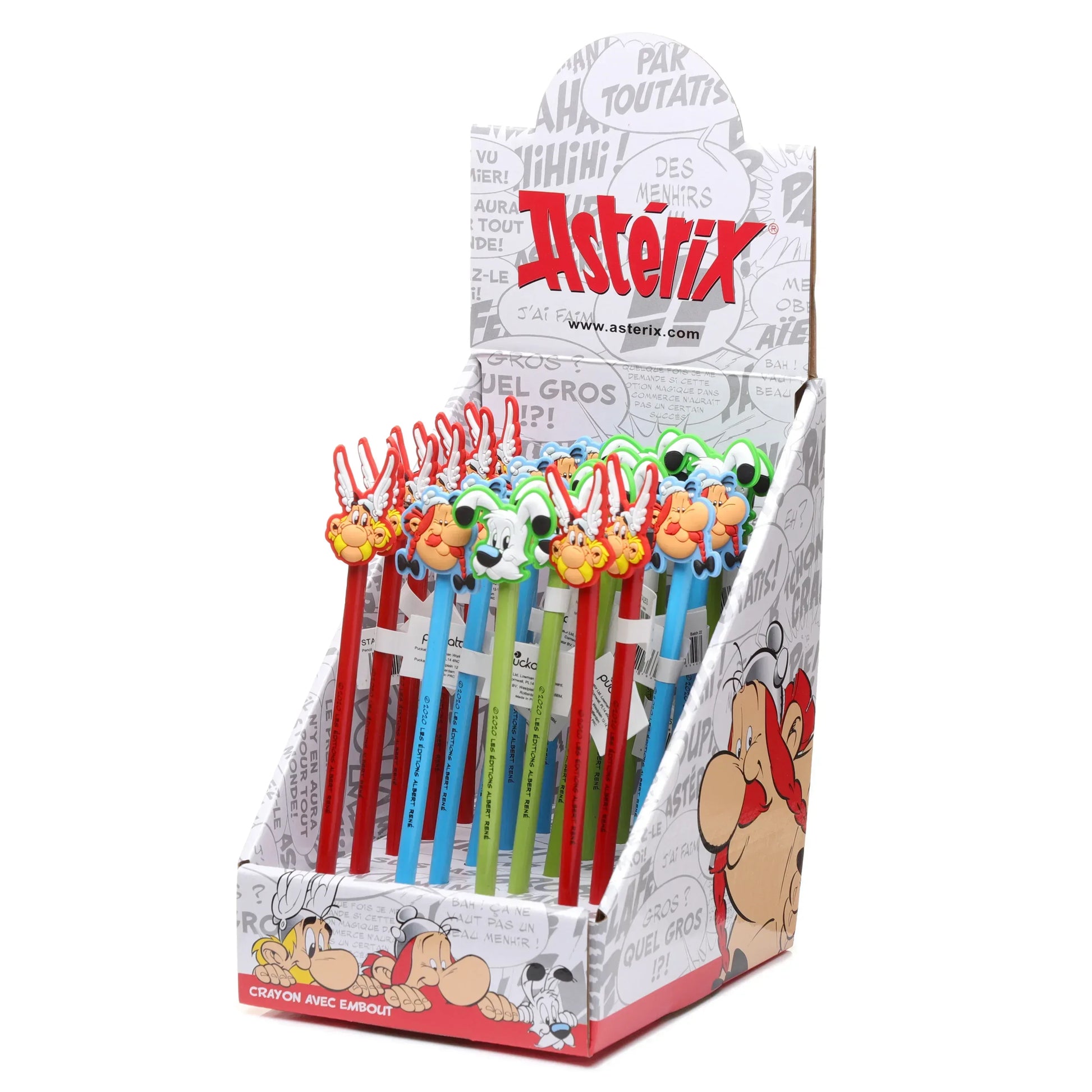 3er Set Asterix, Obelix & Idefix Bleistifte mit PVC-Topper (offiziell lizenziert) - SpielwarenPlace