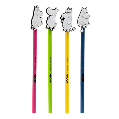 Moomin Mumin Bleistift mit PVC Topper 4er-Set | Offiziell Lizenziert