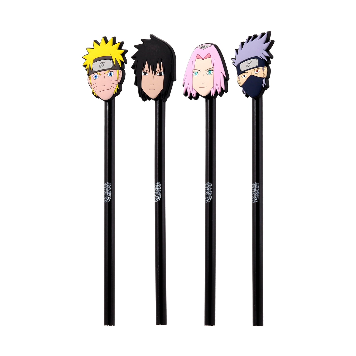 Naruto Anime Bleistift mit PVC-Topper 4er Set | Offiziell Lizenziert