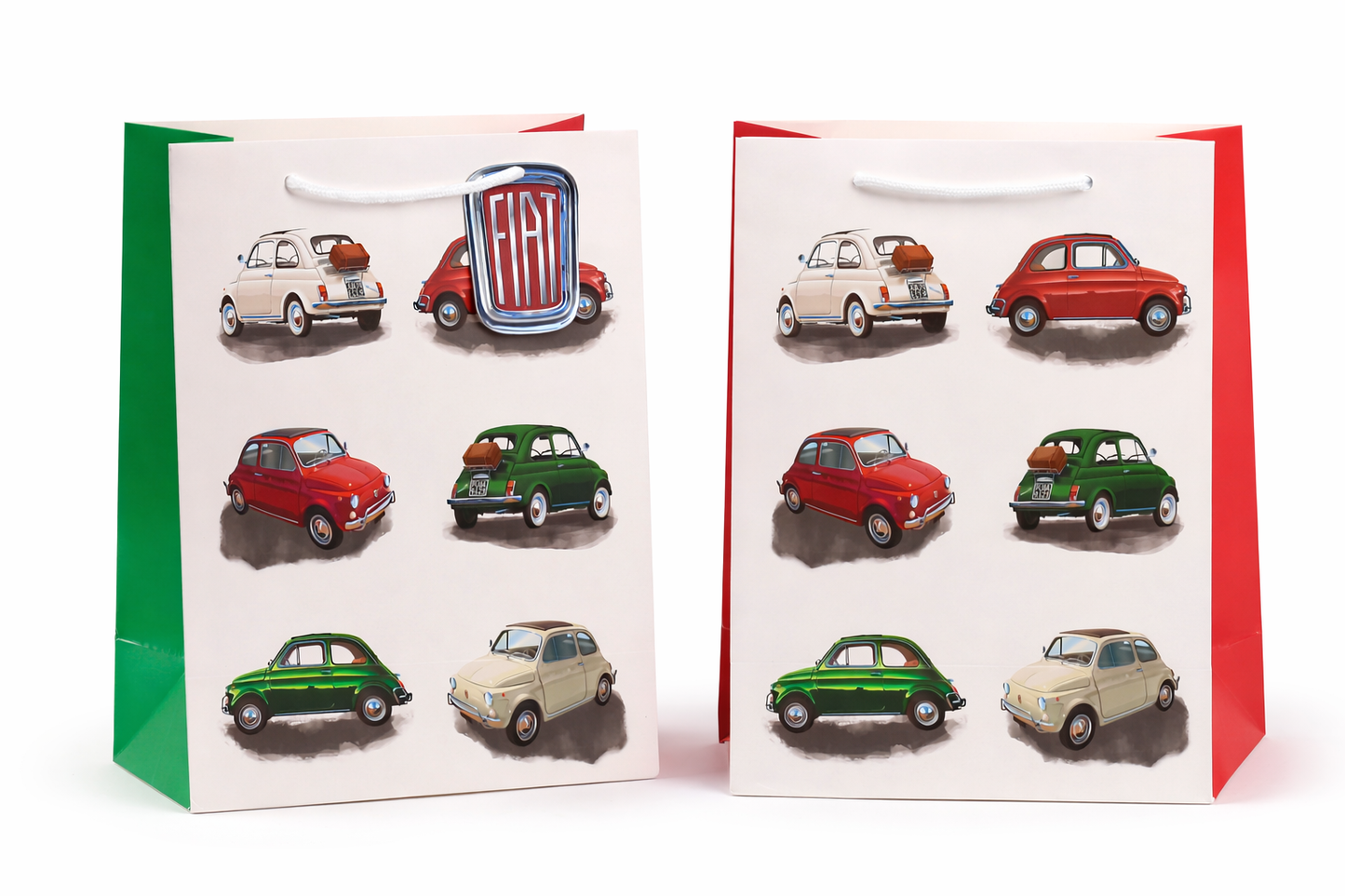 Fiat 500 Retro 2er Set Geschenktüte (L) | Offiziell Lizenziert